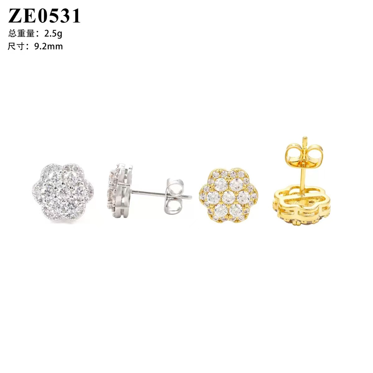 Wholesale 18K Gold Vvs Moissanite Flower Earrings Iced Out Fine 925 Sterling Silver Diamond Earring Jewelry Women