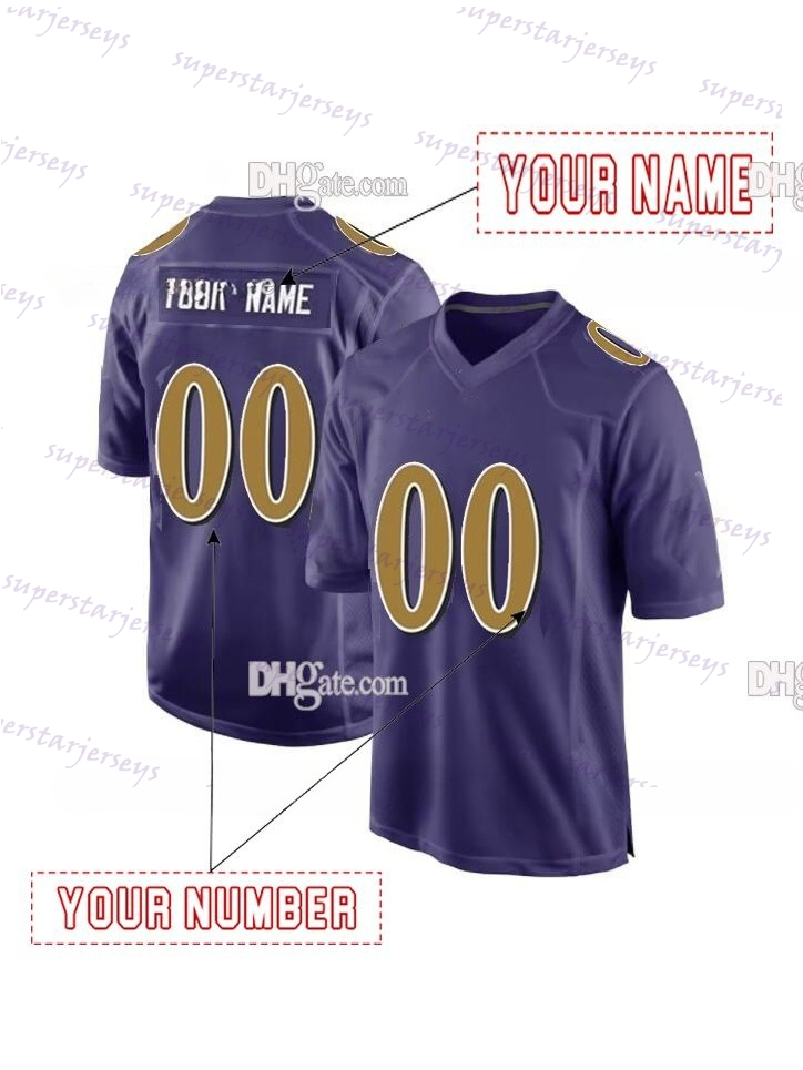 Personalized Custom Football Jersey Lamar Jackson Derrick Henry Zay Flowers Justin Tucker Mark Andrews Isaiah Likely Beckham Jr. Marlon Humphrey Embro