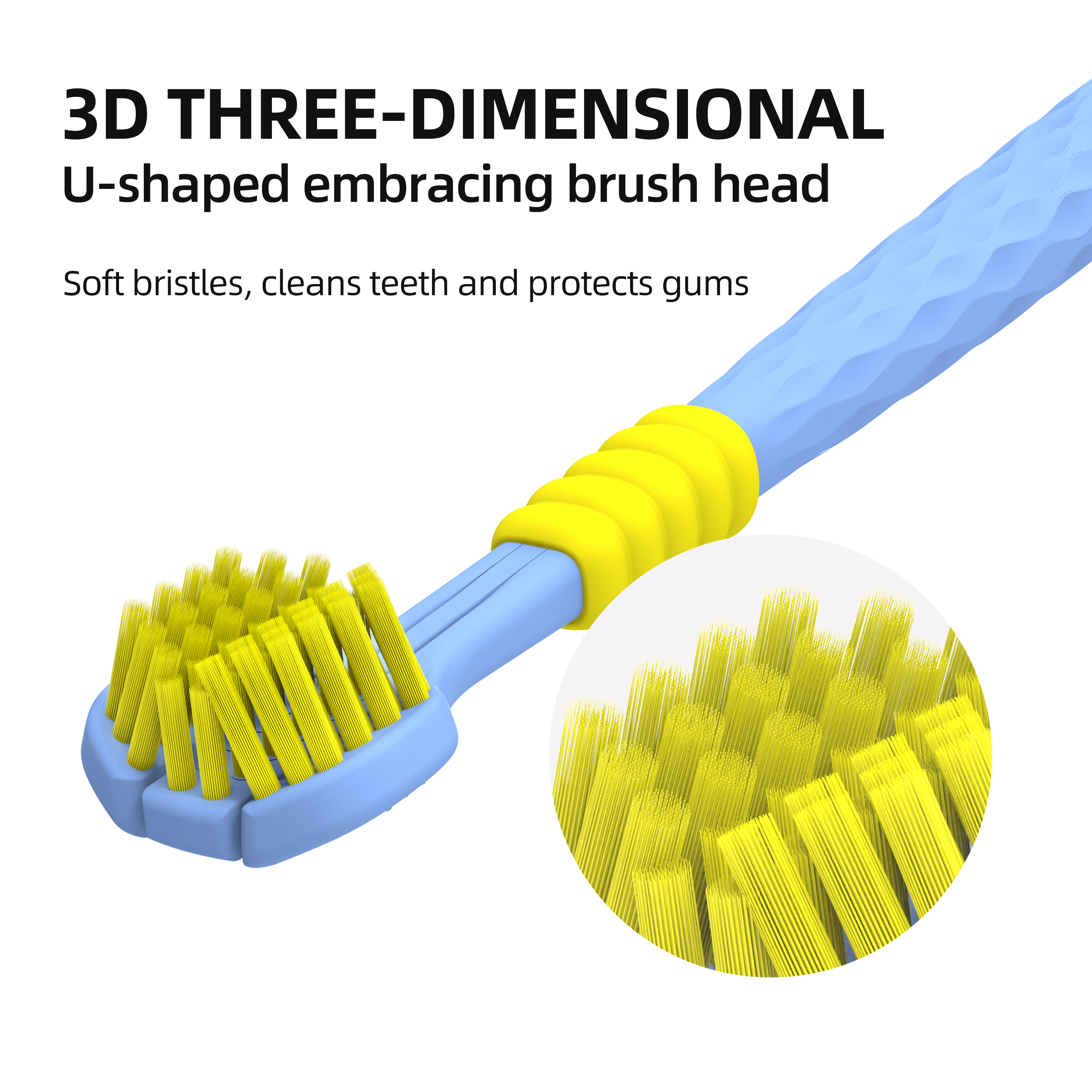 CEELIKE U-Shaped Toothbrush 3-Sided Oral Cleaner for Adults and Kids