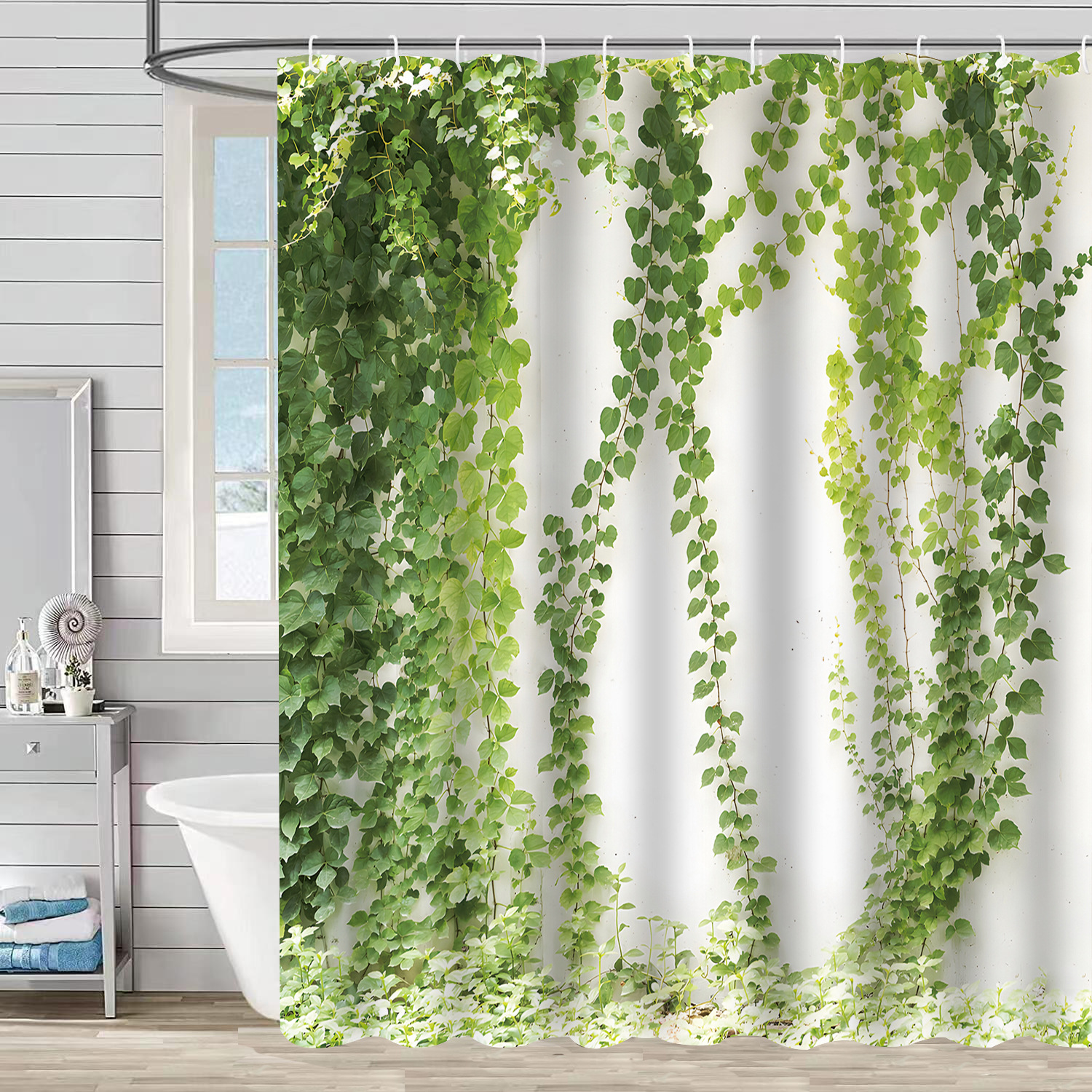 YL-37162 digital shower curtain cross-border plant flower waterproof polyester bathroom four-piece set dry and wet separation moisture-proof