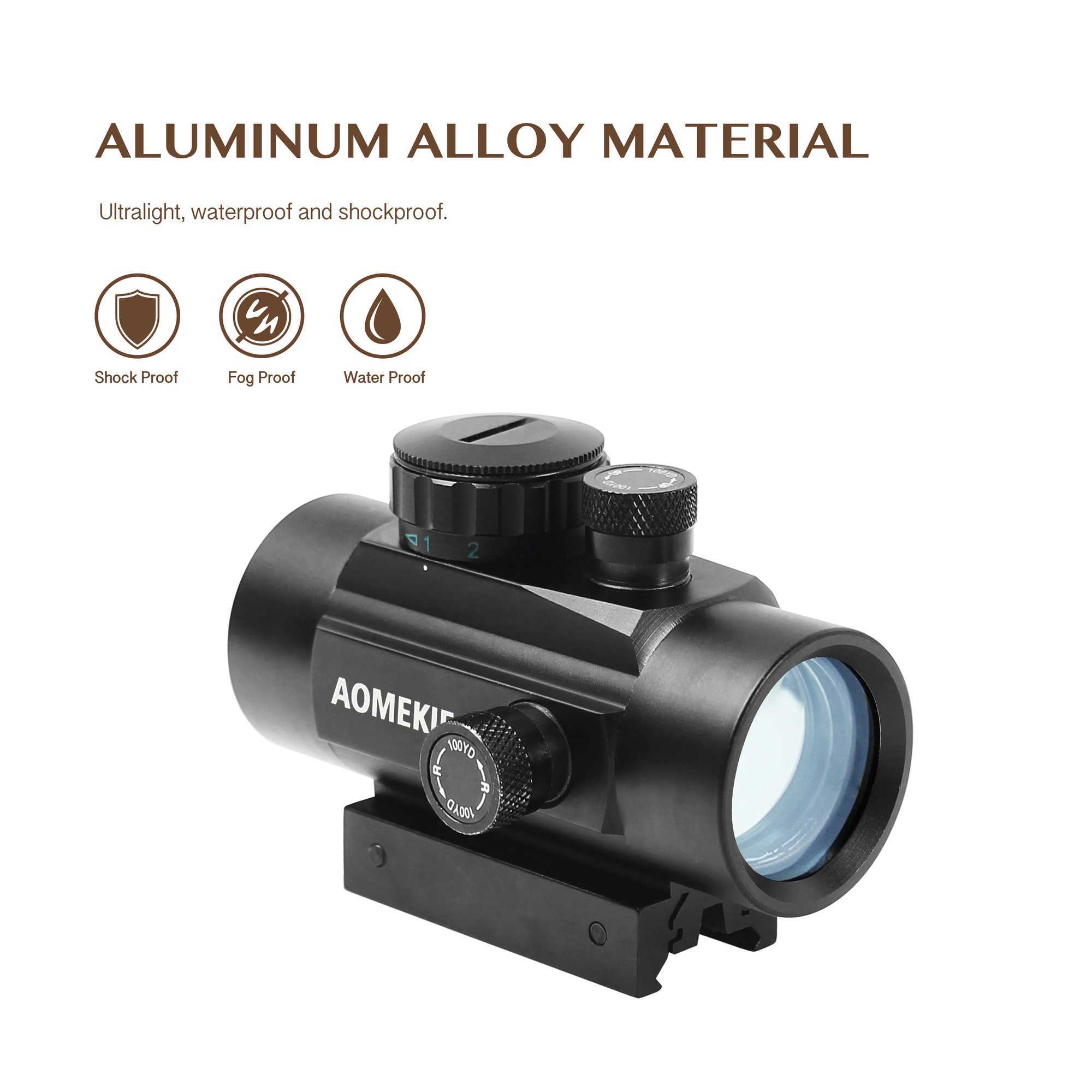 AOMEKIE Riflescope Airsoft Red Dot Sight Reflex Rifle Scope 1X 30mm FMC Lens with 22mm11mm Rail Mount W250912