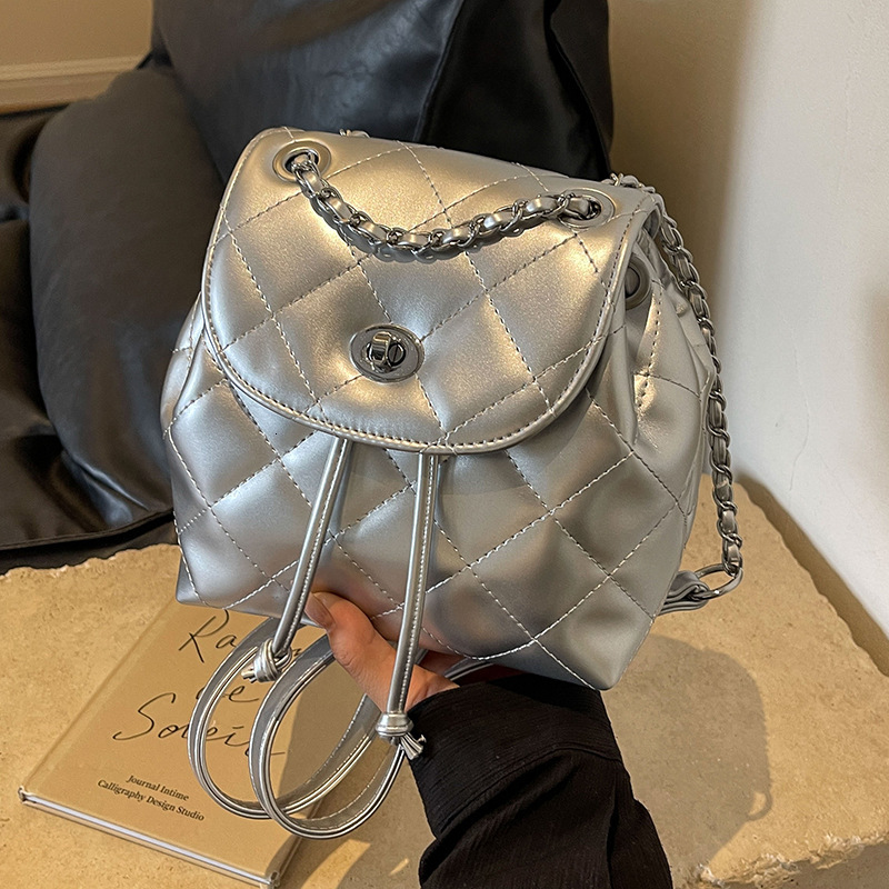 TB BHULAMTE Designer Bag Chain Quilted Backpack Simple Luxury Bag Women High-end 2025 New Summer Korean Style PU Small Backpack For Going Out