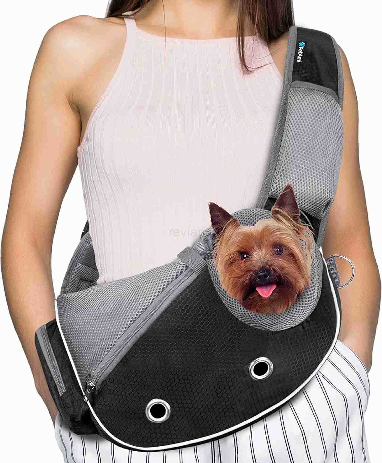 PetAmi Dog Sling Carrier for Small Dogs Puppy Carrier Sling Purse Dog Bags For Traveling Carrying Bag to Wear Medium Cat Adjustable Crossbody Pet Slin