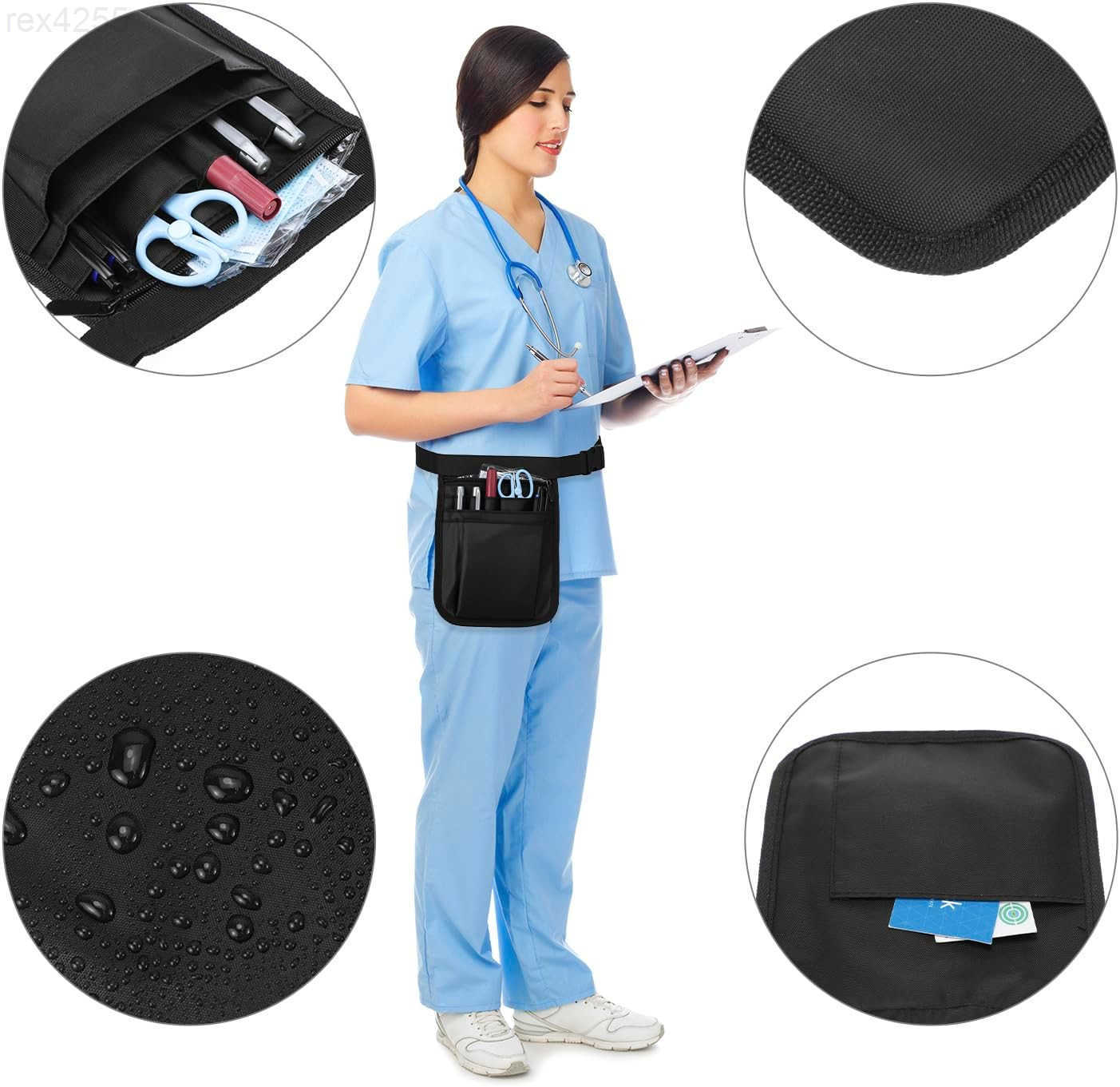 Medical Organizer Belt Nurse Storage Bag Waist Bag Pouch for Medical Scissors Care Kit Tool Black 10x7W250912