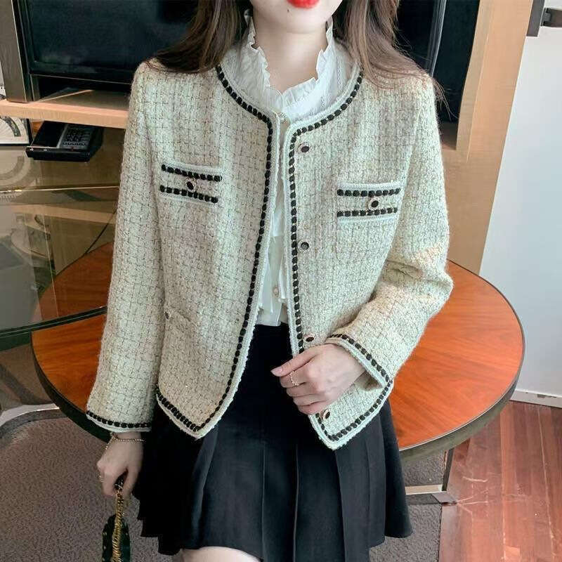DHEssentials Tweed Chanel Style Autumn Jacket for Women 2025 New Design Sense Niche Versatile Cardigan Top