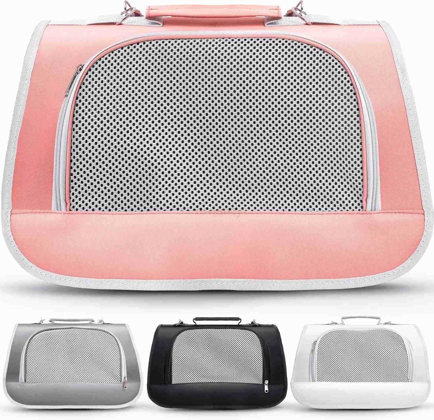 Small Pet Carrier for Cats or Small Dogs Dog Carrier Bag Folding Small Dog Carriers Travel Waterproof Pet Carrier Airline Approved Up to 10 lbs PinkW2