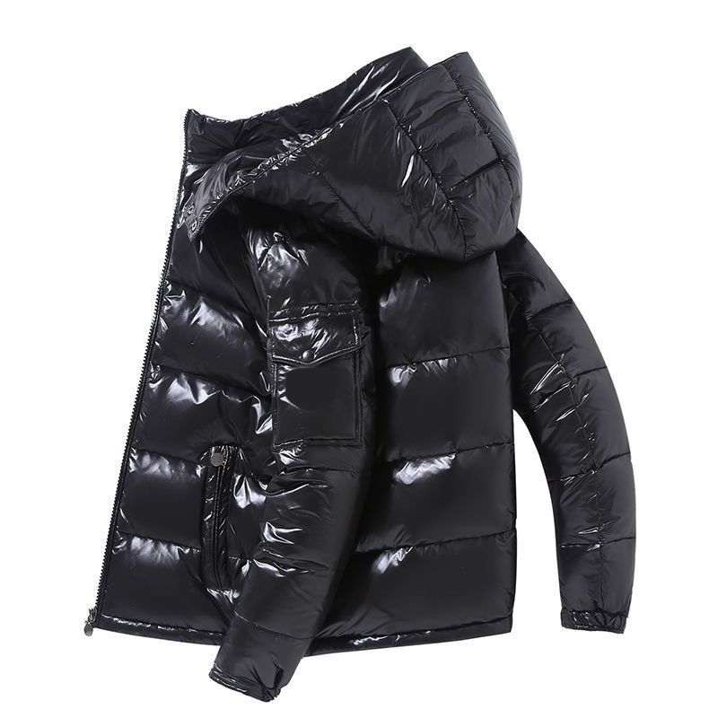 New Glossy Down Jackets Men Jackets Short Winter Hooded Women Thickened Warm-Keeping Cold-Proof Long Sleeve Cardigan Jacket