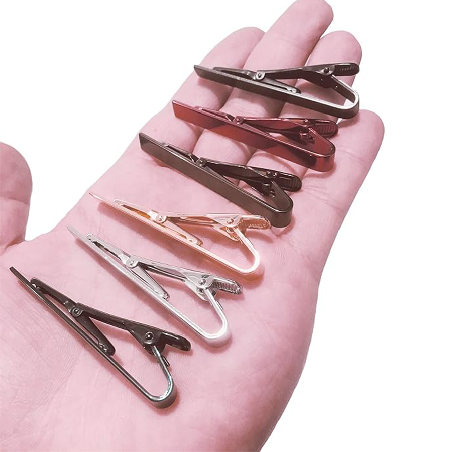 6 Pcs Tie Clips Set Men Tie Bar Clip Set Regular Skinny Ties Necktie Wedding Business Clips for Men