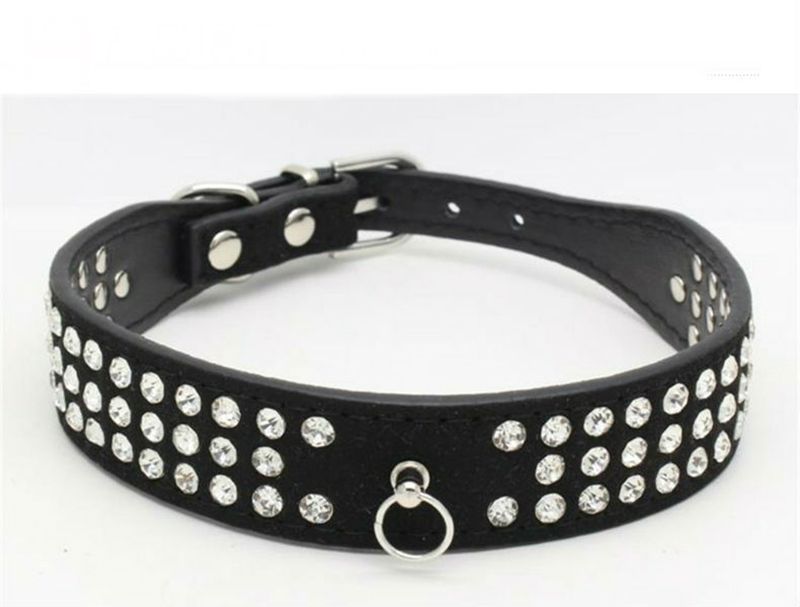 exquisite multirow crystal and diamond studded suede doggy collar fully customizable fit for your furry friend