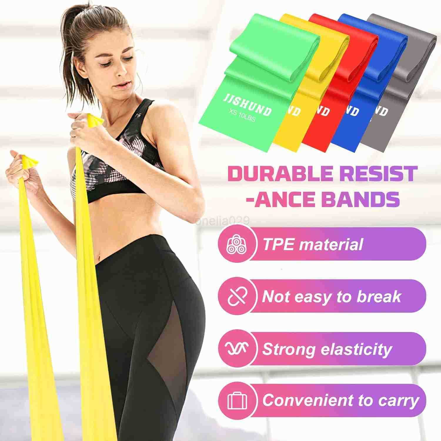 5 Pcs Resistance Bands Professional Exercise Bands Elastic Stretch Bands for Fitness Yoga Pilates Stretching Strength Training Workout Bands for Women