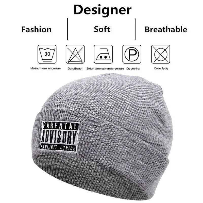 Mens Fashion Advisory tter broideryKnitted Hat Winter Warm Outdoor Sports Hat Soft Beanie Hat For Men Wen Casual Wool Hat G250910