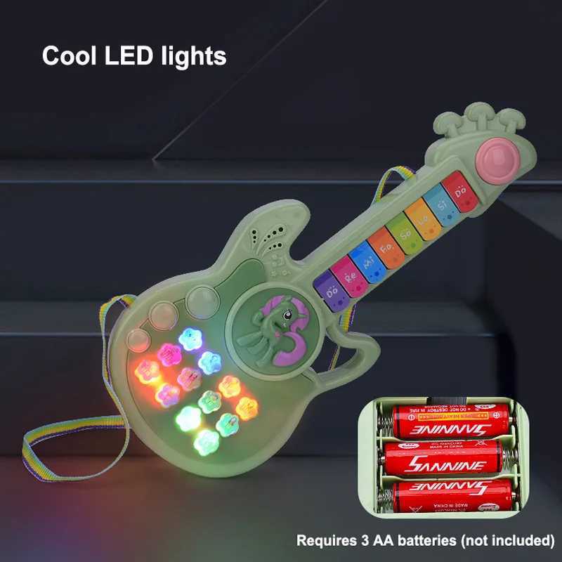 New Threemode Childrens Electric Guitar Button Cartoon Toy Piano Childrens Early Education Educational Toy Musical Instrument Y250912