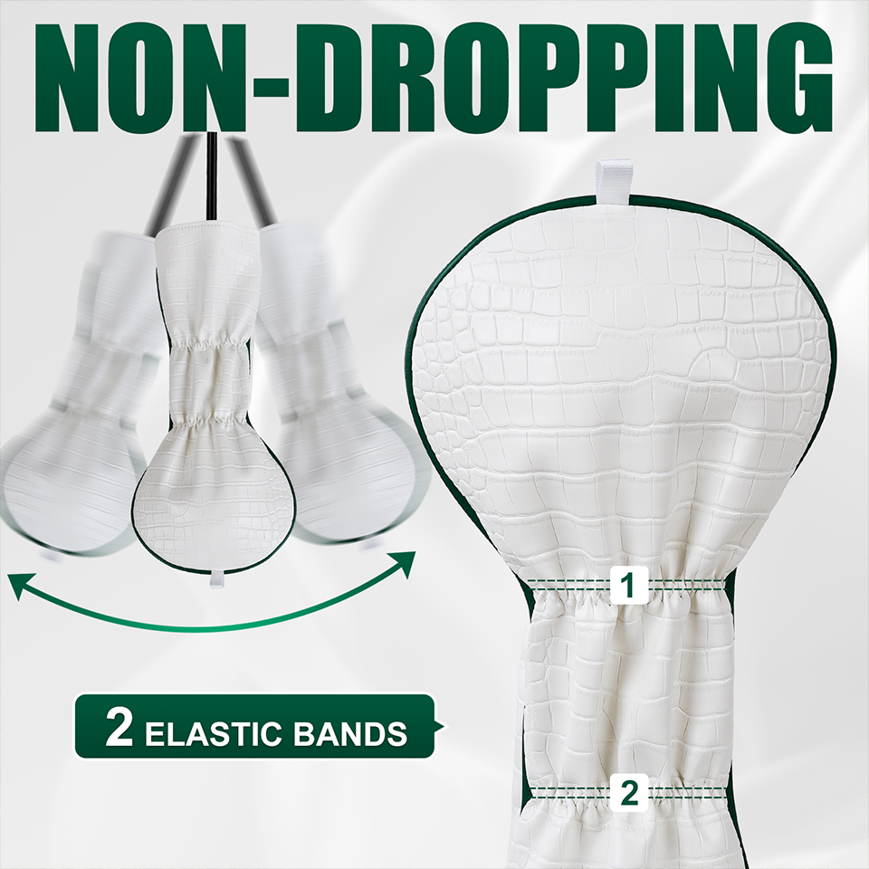 Golf Headcover Set White PU PAR Driver Fairway Hybrid Head Cover Wood Cover Club Golf Head Cover Driver Cover