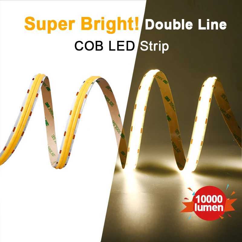 Double Row COB LED Strip 10000lm Super Bright 600 LEDsm Flexible Dimmable Led Tape RA90 Led Lighting 3000K 4000K 6500K DC24V C250912