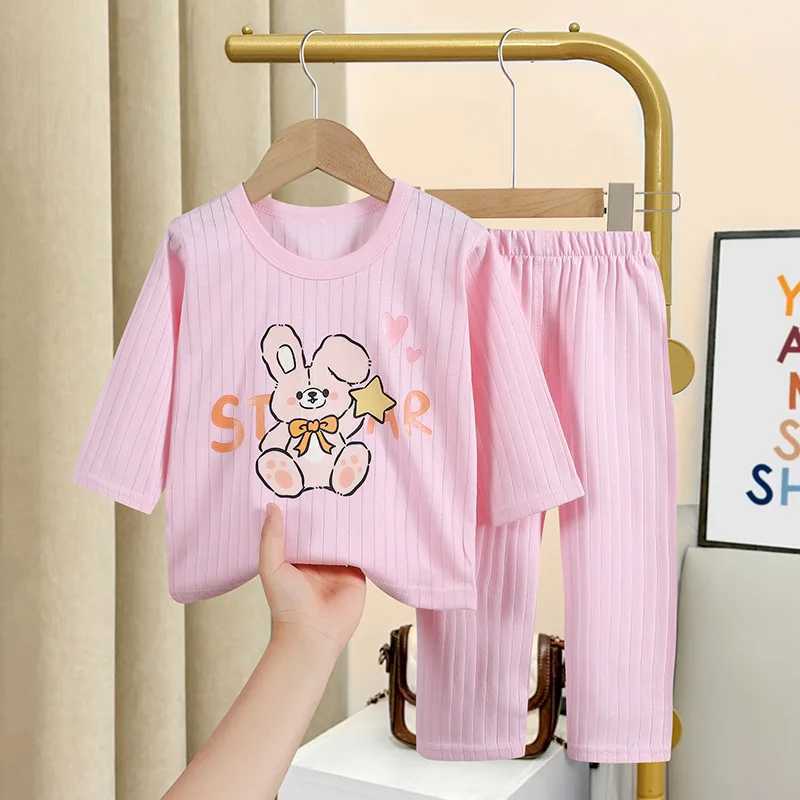 Early Spring Long Sleeve Underwear Thin Cotton Home Clothing For 14Years Old New Style Baby Cartoon Print Sleepwear 2 PieceSet C250912
