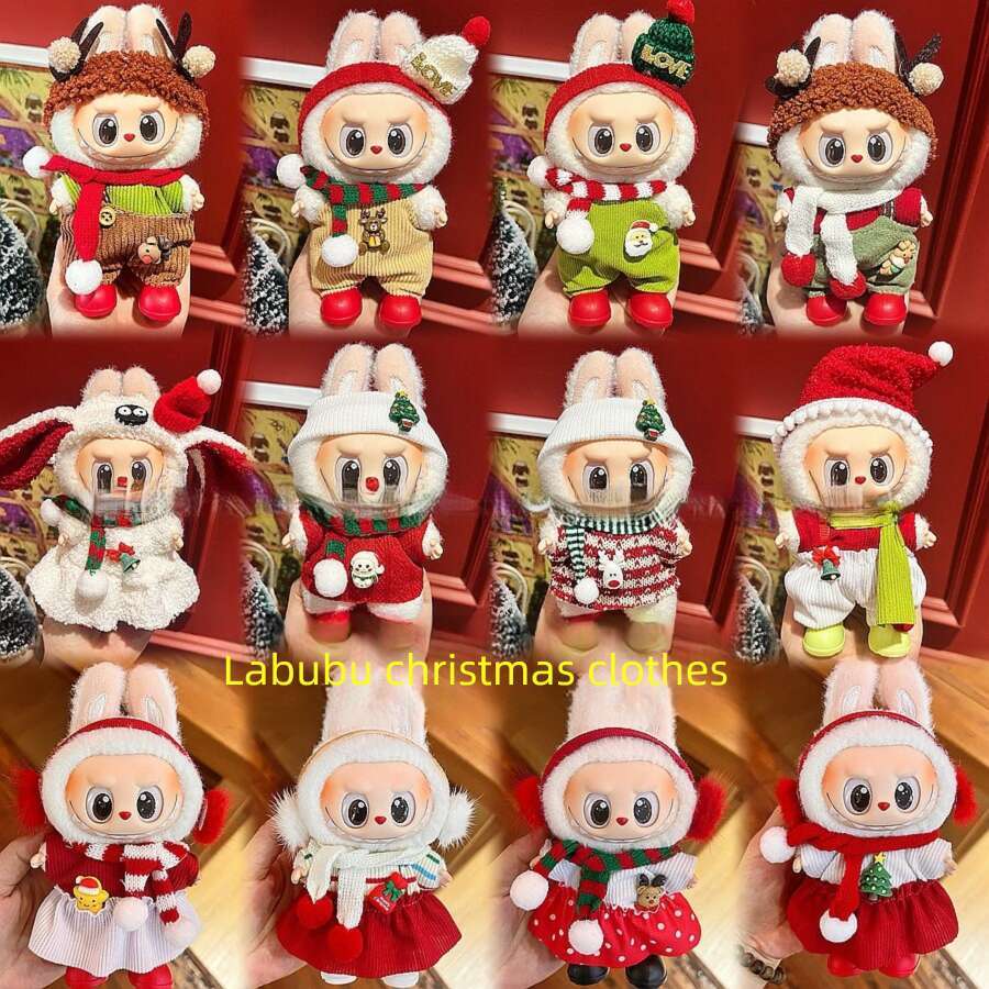 Labubu clothes Only Suitable for First Second Third Generation Labubu Pendant Plush Sweater Christmas Doll Clothes