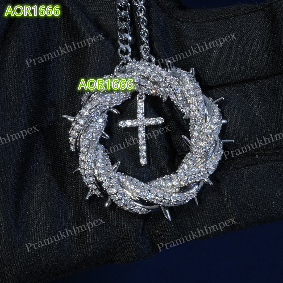 Moissanite thorn crown cross pendant 925 silver religious charm hip hop iced out necklace spiritual custom fashion statement