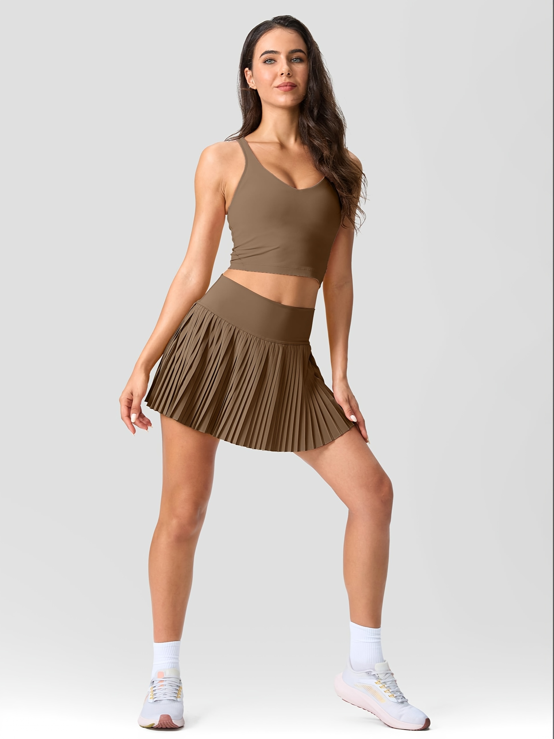 Women's Sports Pleated Tennis Skirt - Elastic Waistband, Side Pockets, hine Washable, Suitable All Seasons, Ideal for Tennis, Running, and Casual