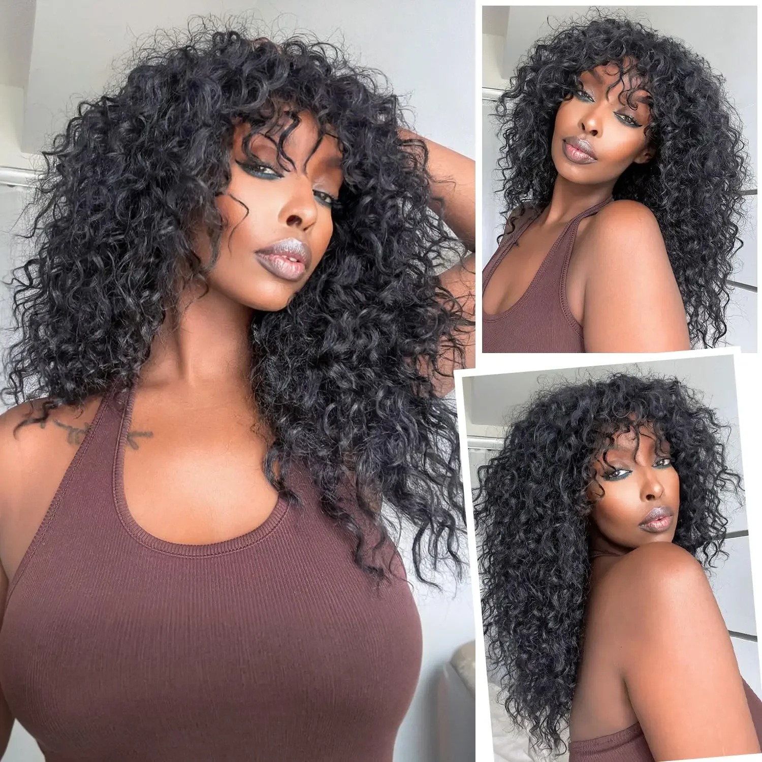 Hd Lace Wig 13x6 Glueless 250 Density Kinky Curly Human Hair Wigs with Bang 360 Full Lace Wig 8-30 Inches Burmese Curly Hair Wig