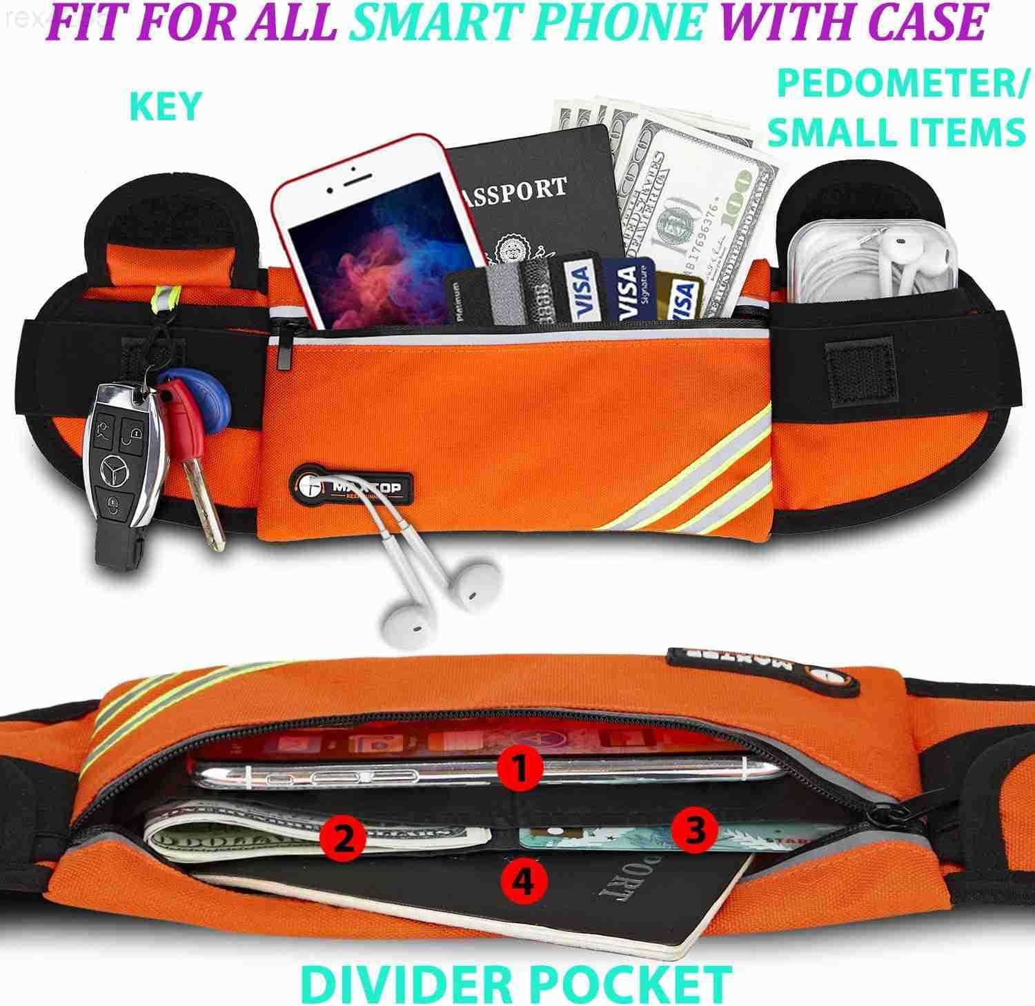 Slim Running Belt Fanny Packs for Women Men Reflective Waist Pack Phone Holder for Walking Fitness Workout ExerciseWater Resistant Running Travel Belt