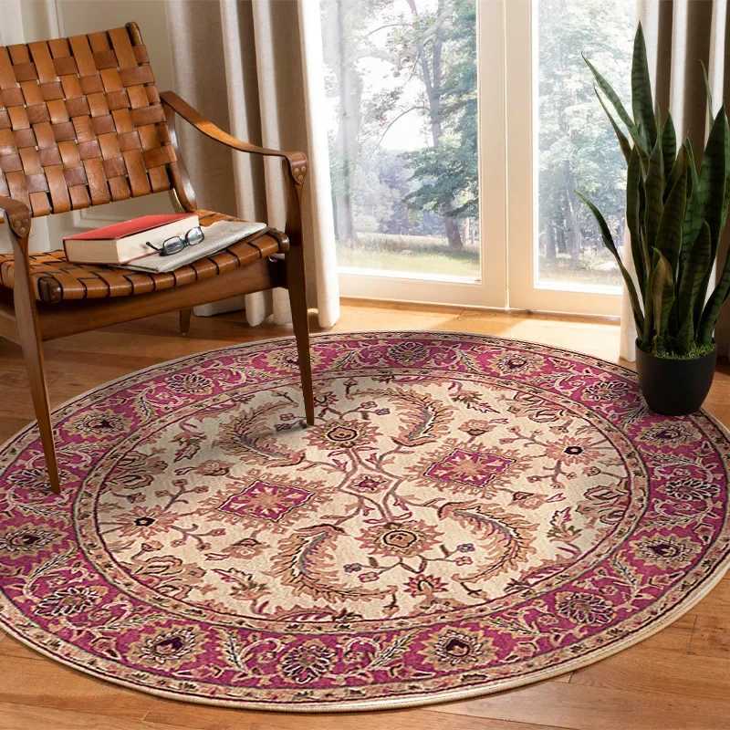 Vikama Crystal round boho living room carpet ethnic style full cover bedroom study floor mat home rocking chair nonslip carpet C250912