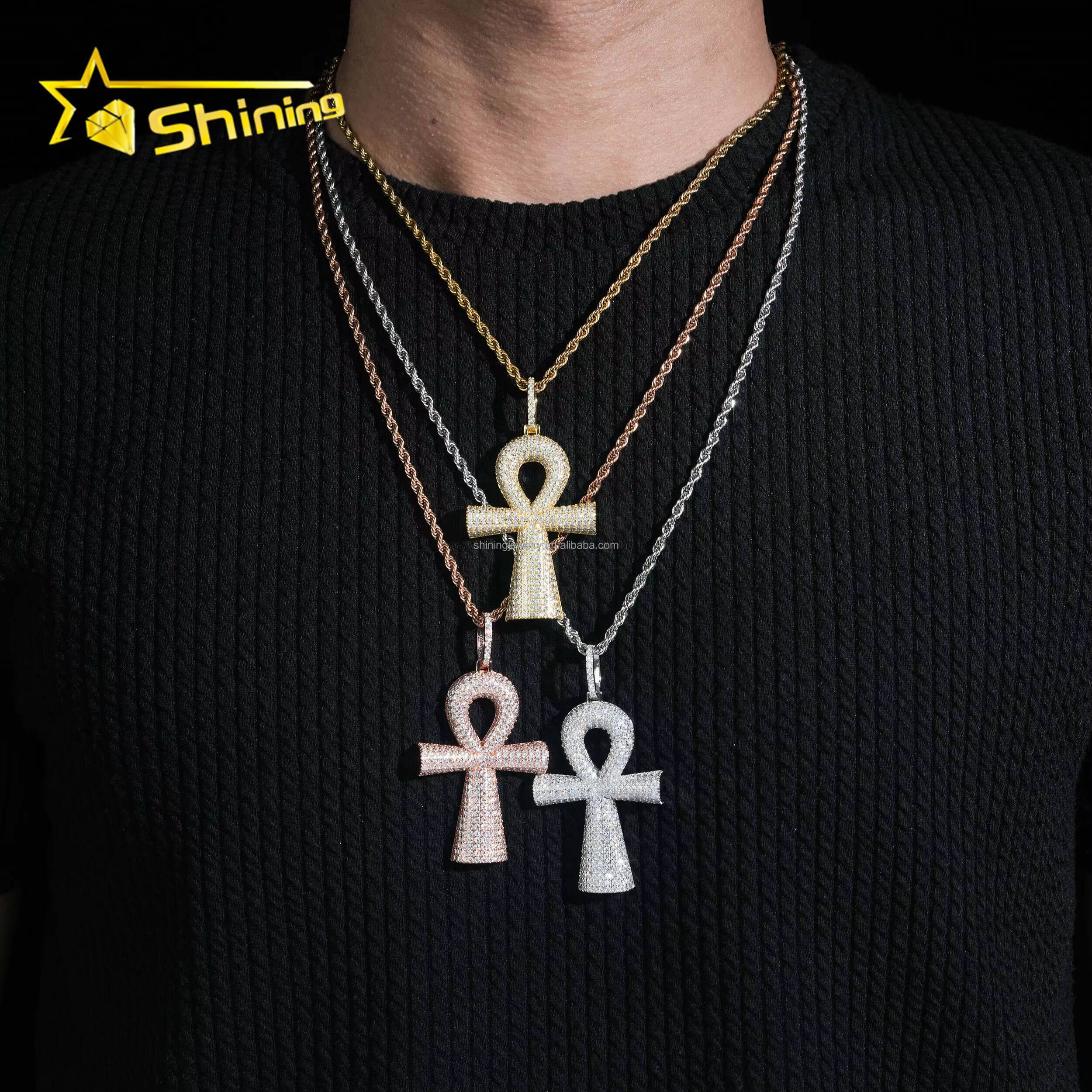 Bulk Stock New Design Hot Sale Hip Hop Stylish GRA Certificate VVS1 Moissanite Diamond S925 Silver Iced Out Man Cross Pendant