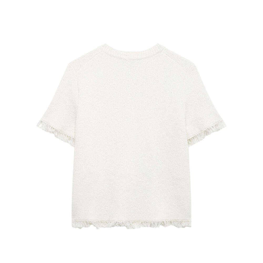 DHEssentials French Style Small Fragrance Fringe Trim Layered Bowknot Jacket + Knitted Mini Skirt Two-Piece Set