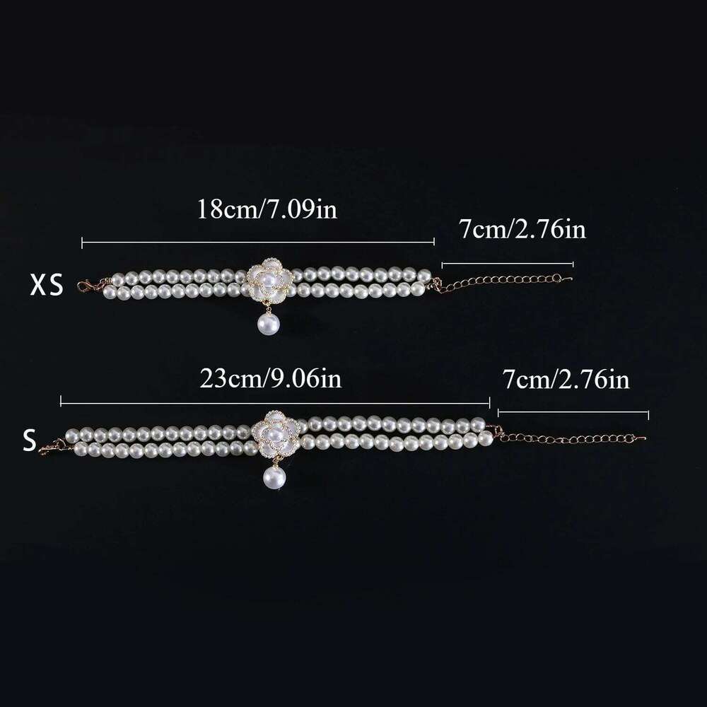 Pet Pendant Necklace designer Cat Double row Pearl Flower Collar Accessories dog Necklaces Pets Jewelry