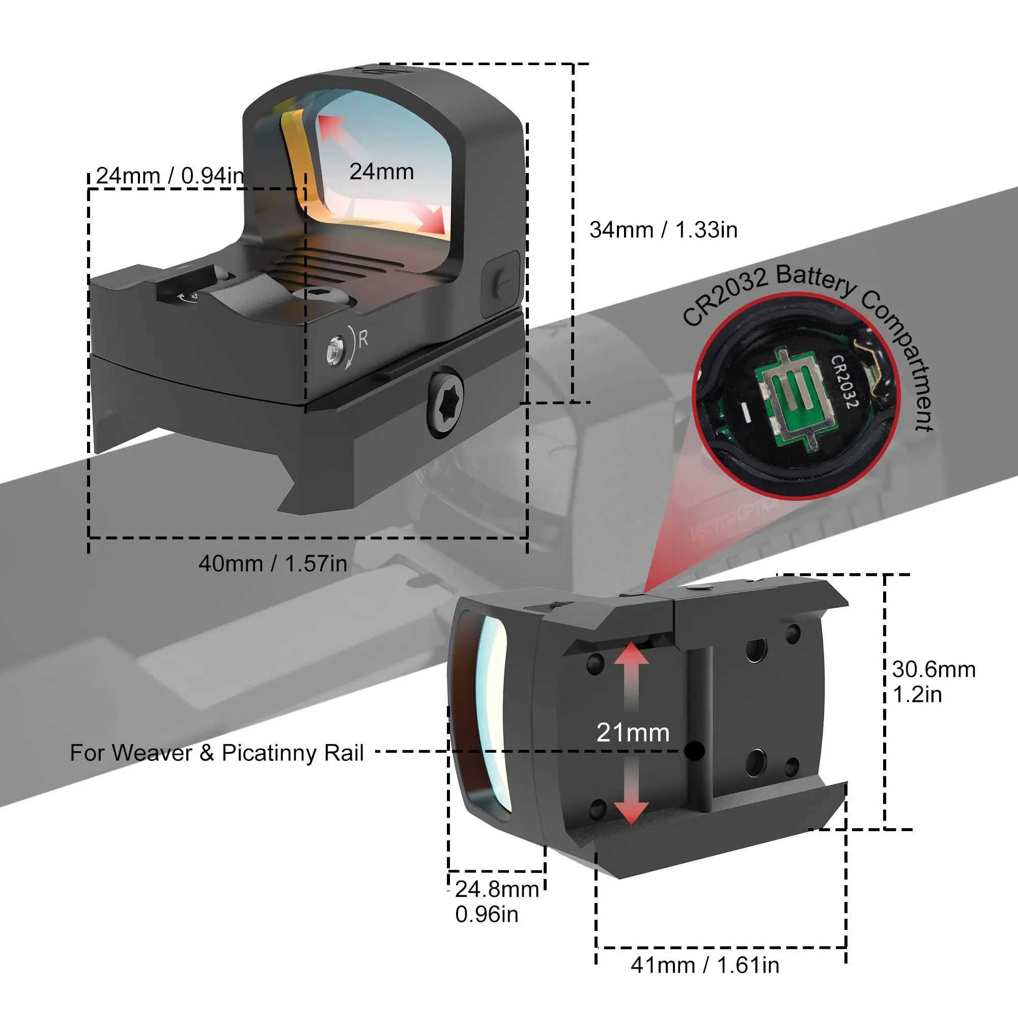 FrenzyS 1x17x24 MOS 3MOA Red Dot Lightest Full Metal Pistol Handgun Rifle Scope Sight Lifetime Warranty 9MM 223 W250912