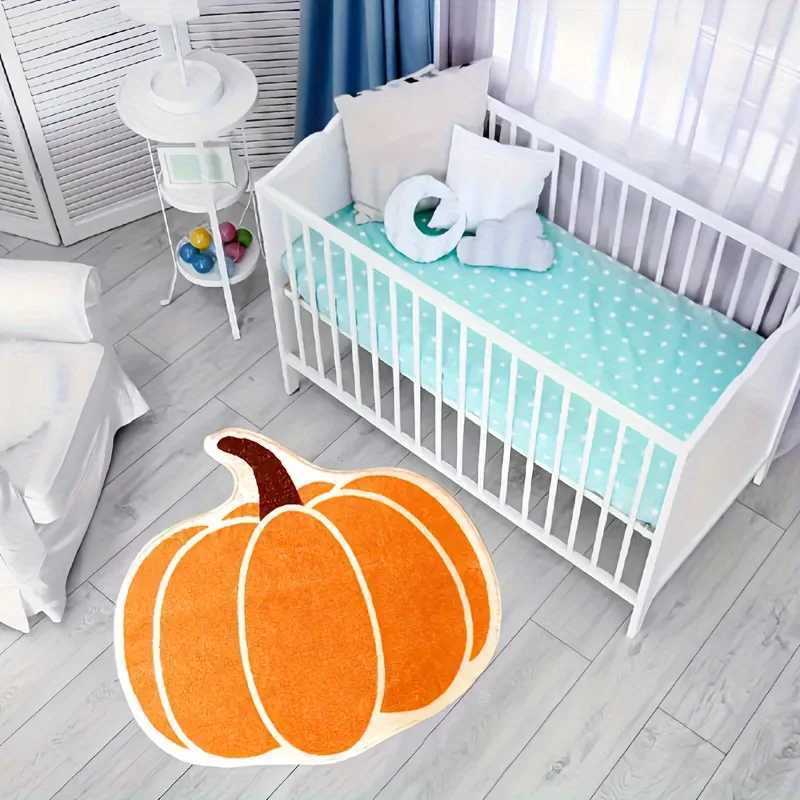 VIKAMA Halloween Pumpkin Shape Carpet Soft Doormat Absorbent Outdoor Carpet Childrens Room Carpet Rug For Bedroom Living Room C250912