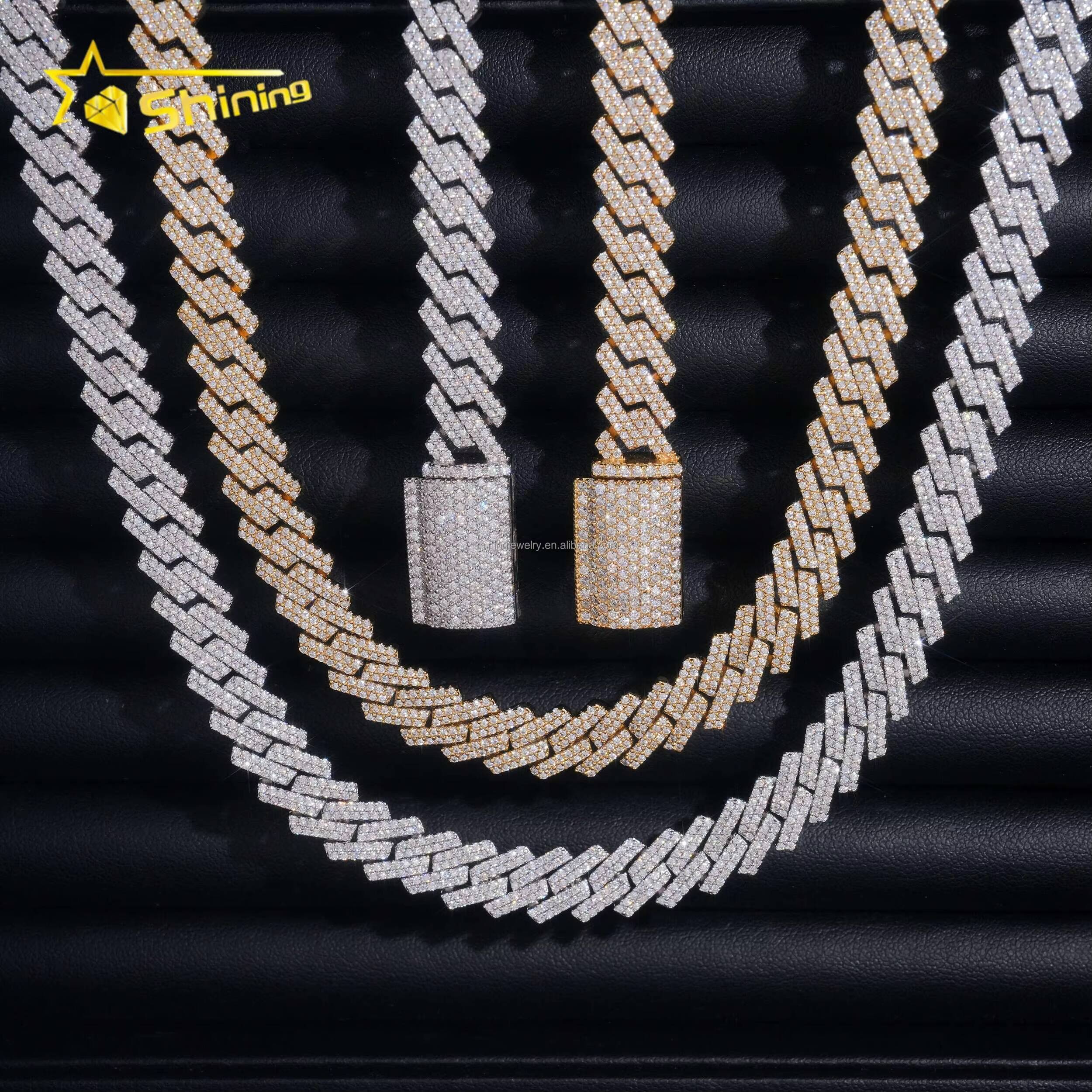 Bulk Stock New Arrivals Prong Setting GRA Certificate S925 10mm Iced Out VVS Moissanite Miami Cuban Link Chain Bracelet Set