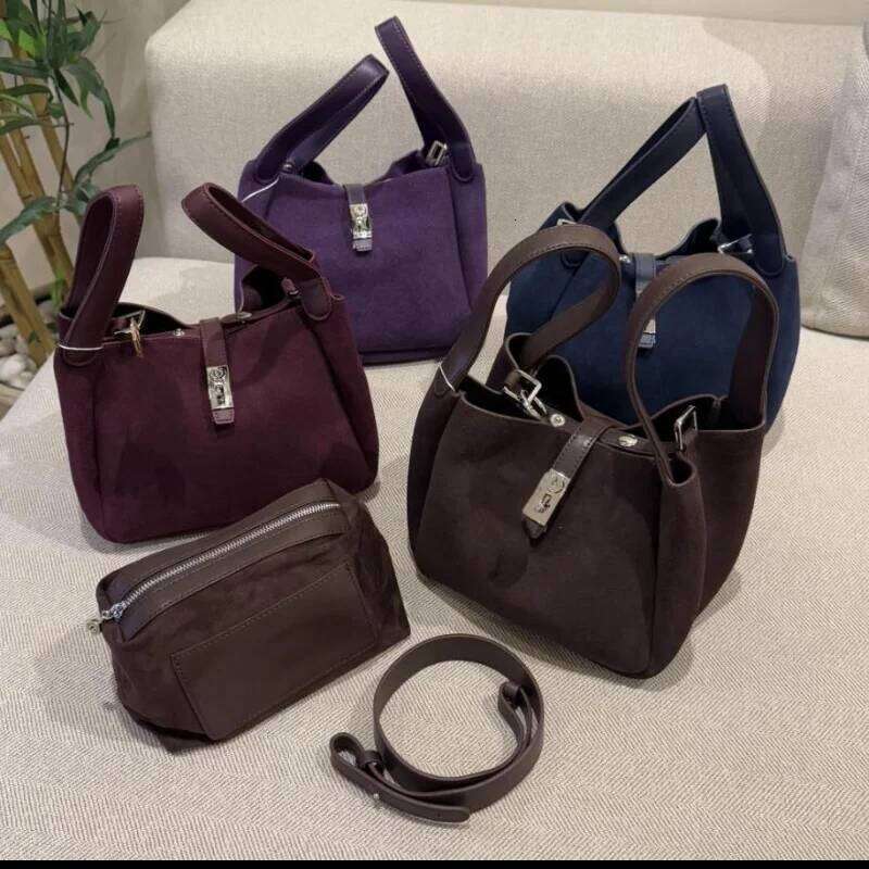 Frosted Cowhide Handbag For Women Brand High-end Basket Niche Sier Button Commuter Versatile Women's Messenger Bag