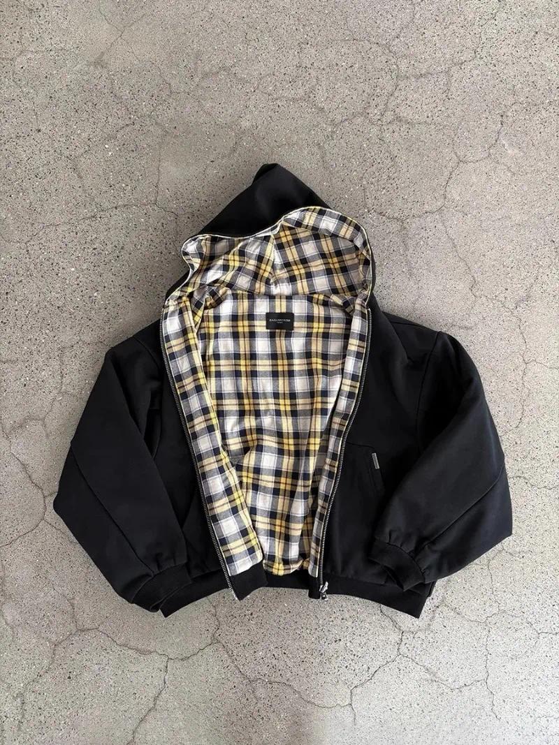 Men's Hoodies Trendy Gothic Striped Checkered Pattern Oversized Hoodie Street Hip-hop Loose Harajuku Zipper Couple