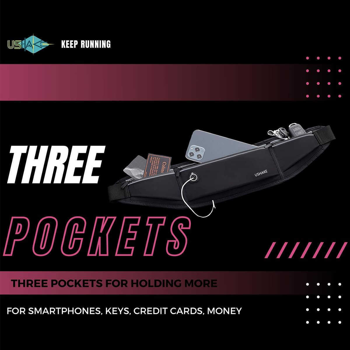 Slim Running Belt Workout Fanny Pack for Men WomenExercise Waist Pack for iPhone Holder Runner Belt for Running Walking Cycling Camping Gym BlackW2509