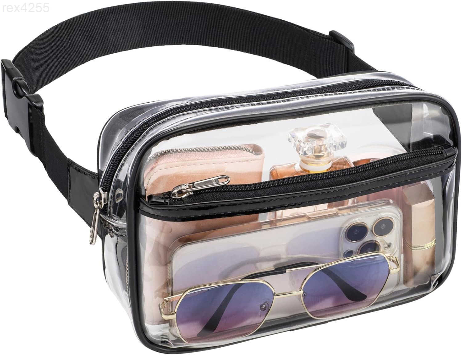 Clear Belt Bag Clear Fanny Pack Stadium Approved for Women Large Transparent Waist Bag for Sports Events Concerts Festivals BlackW250912
