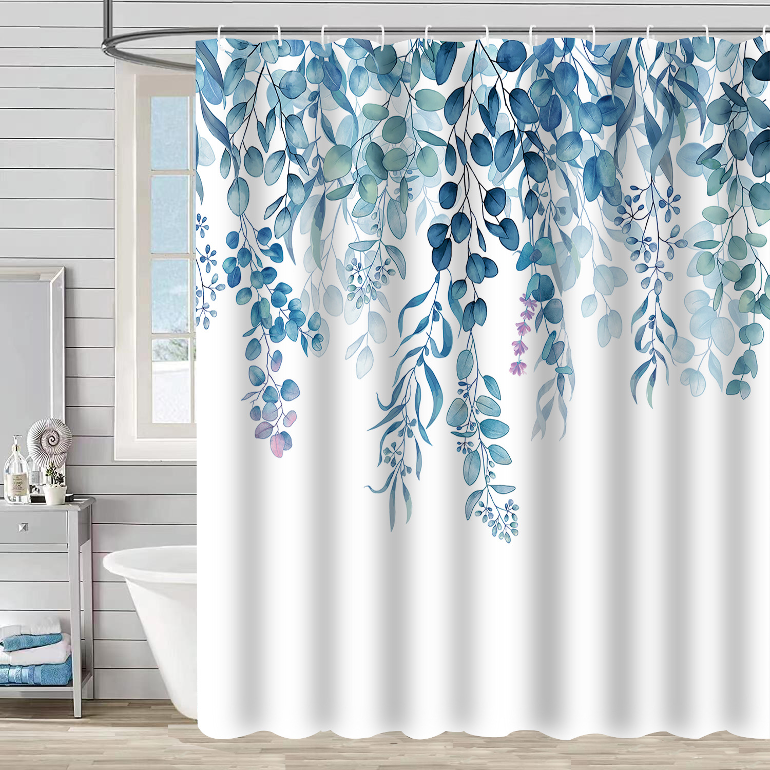 YL-37160 digital shower curtain cross-border plant flower waterproof polyester bathroom four-piece set dry and wet separation moisture-proof