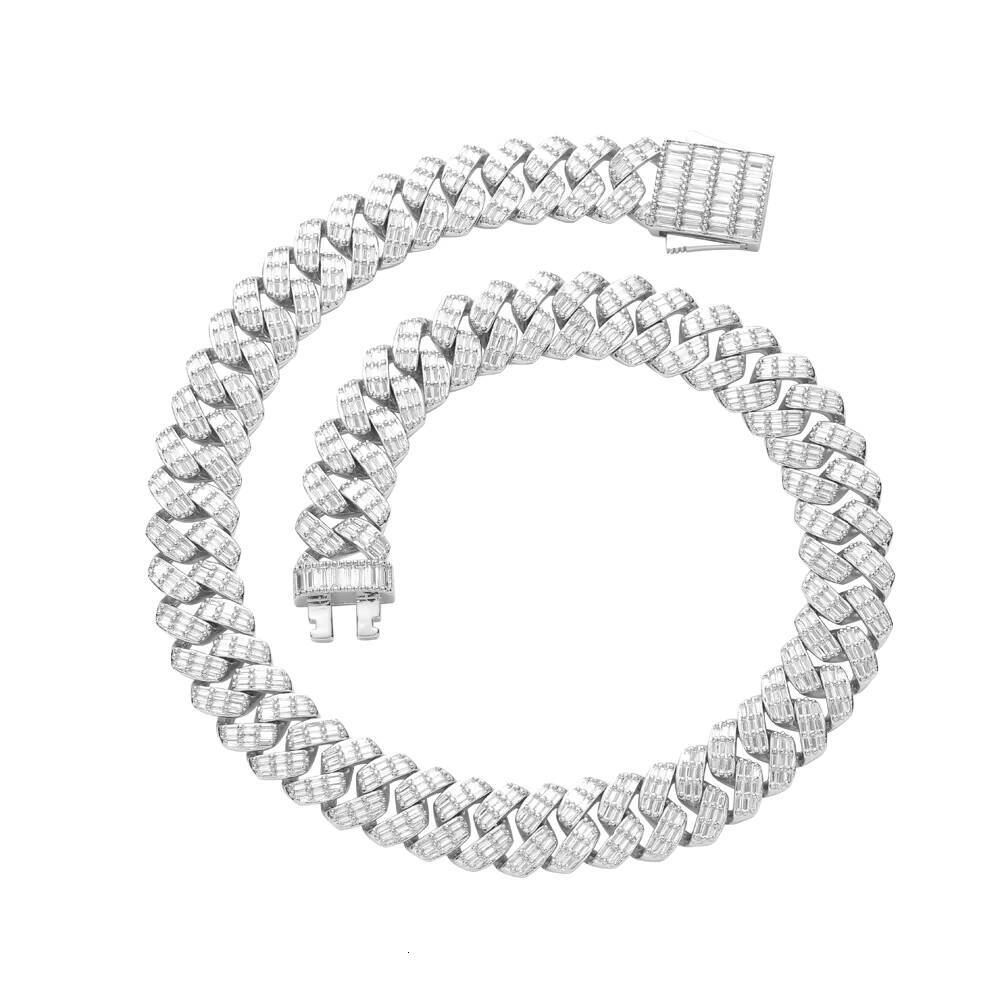 Wholesale Customized 14K 18K Gold Plated Link Chain CZ Zircon Silver Hiphop Mens Bracelet Necklace Cuban Link Style Brass