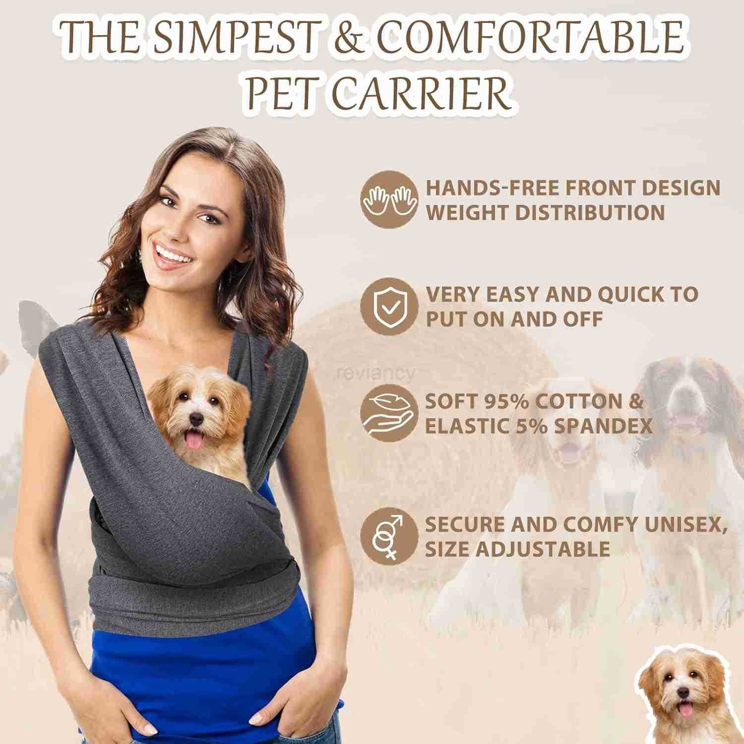 Cat Sling Carriers Front Facing Dog Sling Cat Wrap Carrier Chest Hands Free Size Adjustable Soft Cotton Swaddle Bag for OutdoorGreyW250912