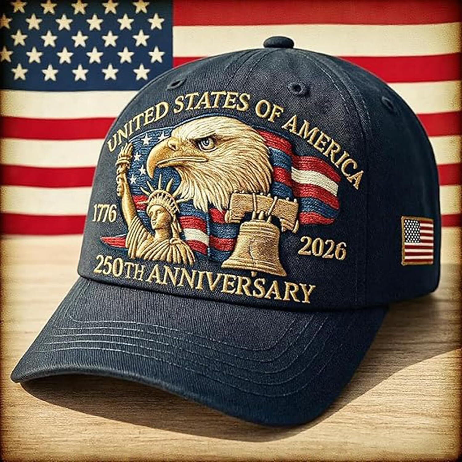 Eagle United States 250th Hat: Adjustable 250 Year American Anniversary Cap, USA Patriotic Caps