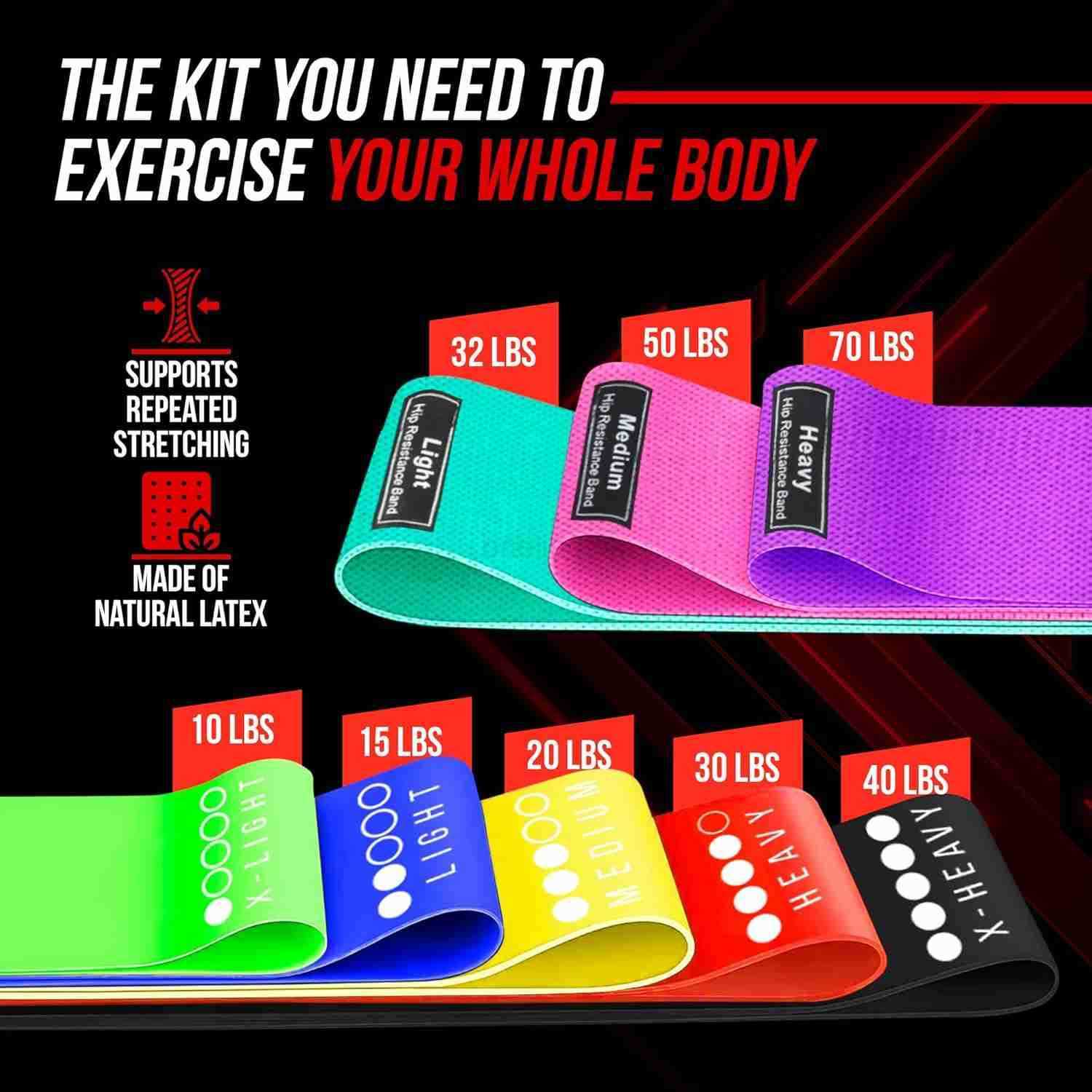 Resistance Bands Elastic Yoga Exercise Band Gym Home Fitness Workout Fabric and Rubber Stretch Band W250912