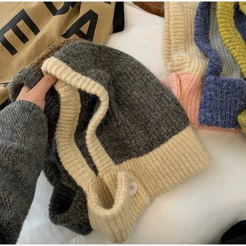 Retro clava Hat Wen Scarf Winter Hat and Neck Cold Proof Warm Knit Fa Fashion Color Matching Wens Hats G250910