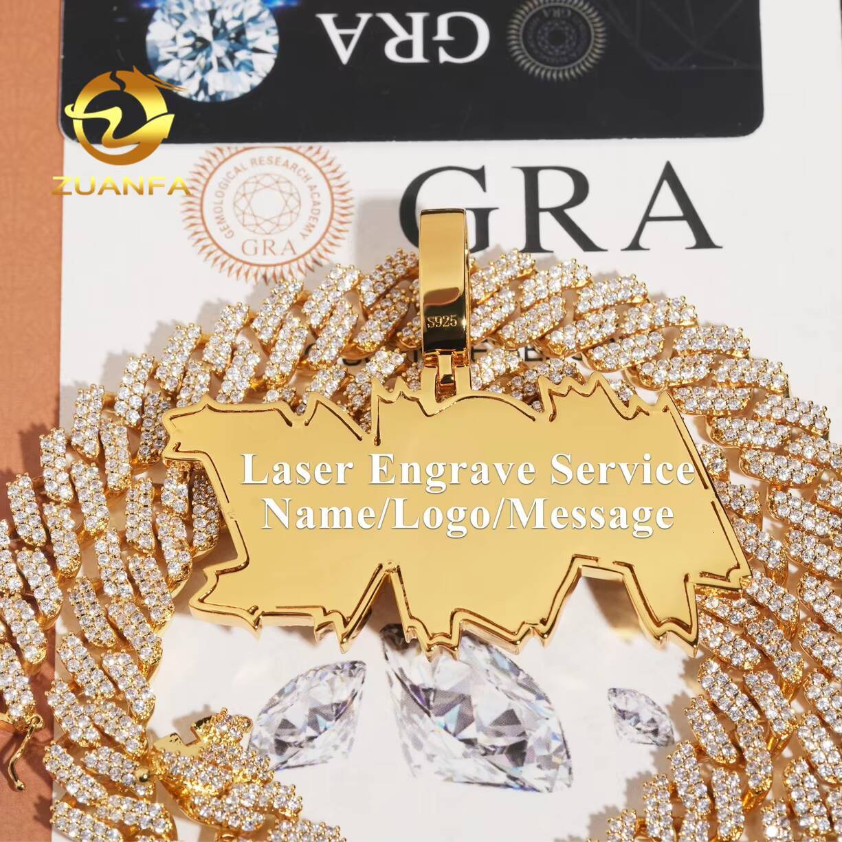 Custom Name Pendant VVS Moissanite Pendant Men Moissanite Letter Pendant Initial Name Jewelry Necklace Personal Hip Hop Pendant