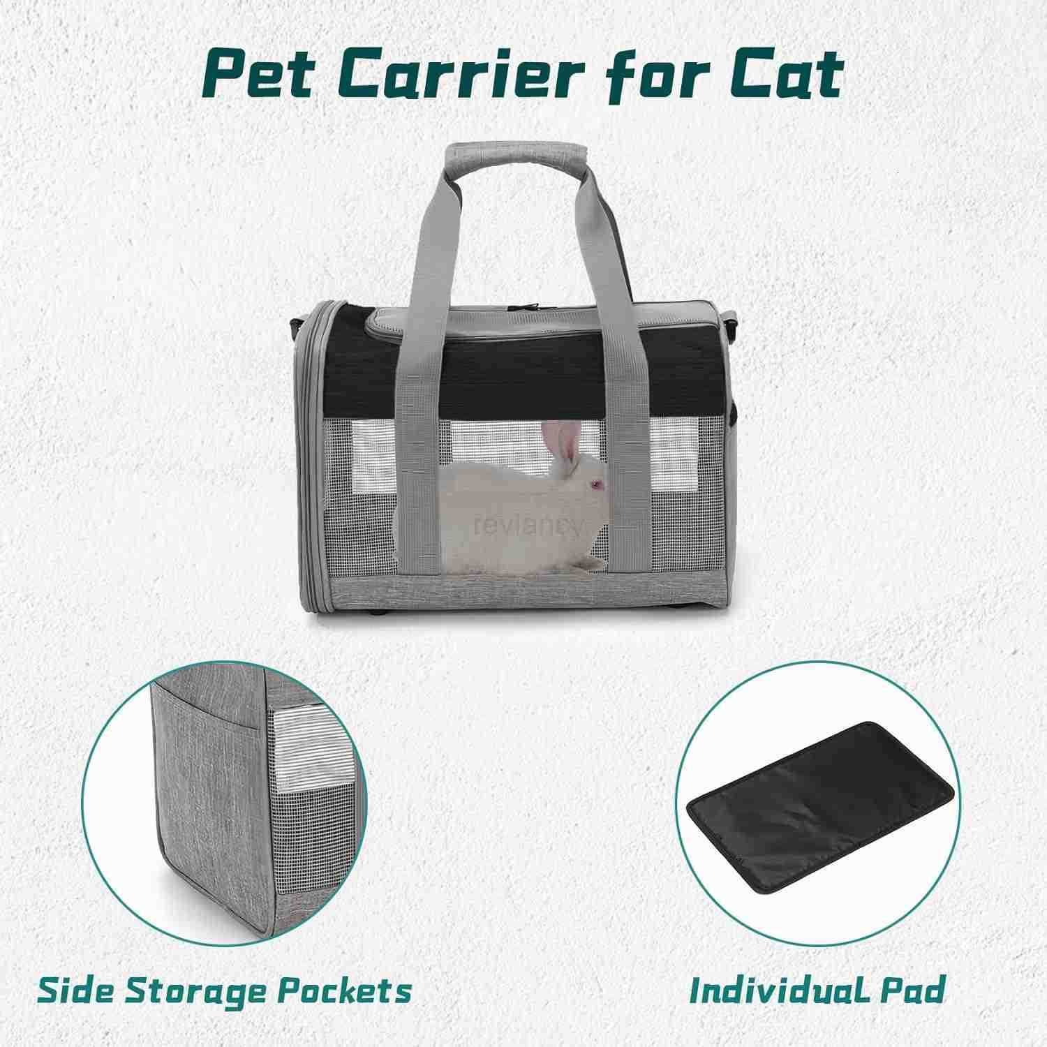 Bunny Carrier for Travel Camping Outdoor Small Pet Carrier Guinea Pig Carrier Breathable Pet Portable Hand Bag for Hamster Bunny Guinea PigBlack GrayW