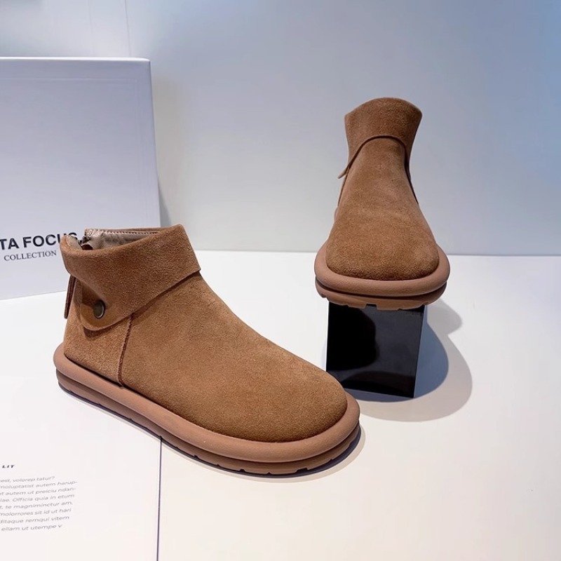 Designer shoes free shipping 2025 Winter New Versatile Boken Shoes with Velvet Warm Flat Casual Short Boots for Women brown khaki