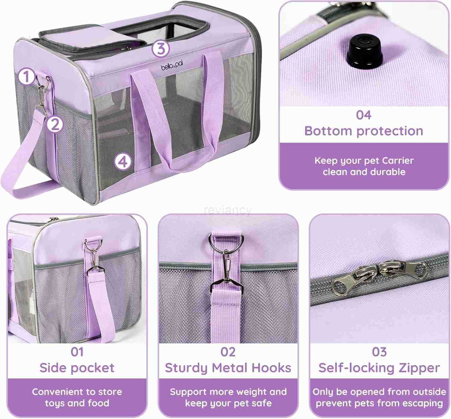 Cat Carrier Travel Bag Airline Approved Lightweight Cat Carrier Soft Sided Pet Carrier for Puppy Dogs Up to 18lbs Collapsible Kitten Bag with Removabl