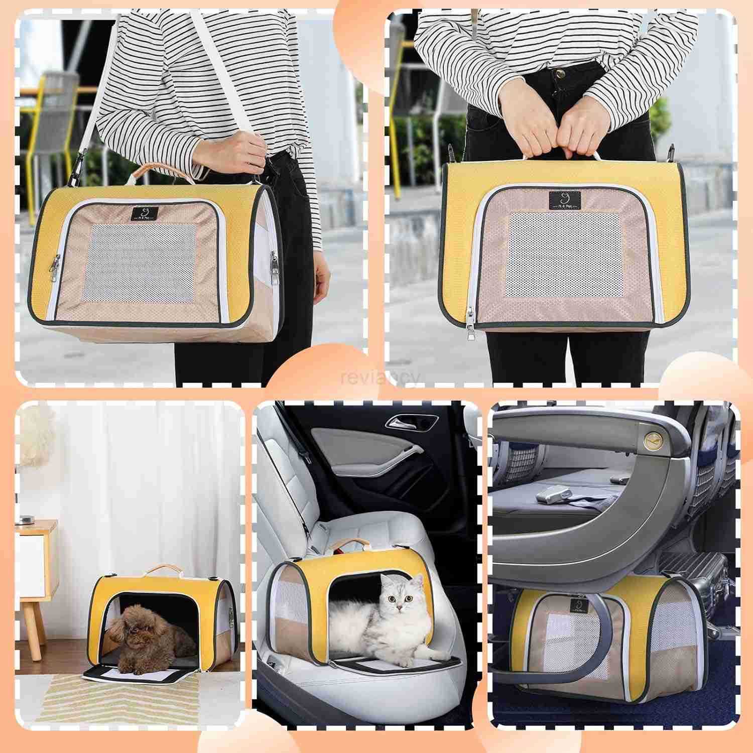 Airline Approved Cat Carrier Dog Carriers SoftSided Portable Pet Travel Washable Carrier for DogsW250912