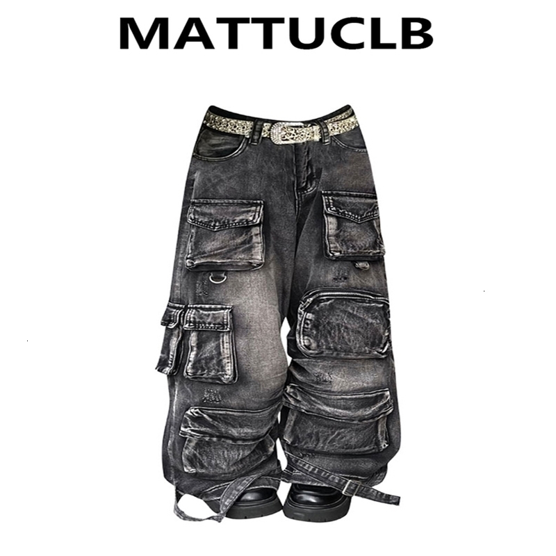 Autumn Winter Womens Denim Cargo Pants Harajuku Y2K Japanese Baggy Grunge Jeans Wide Fit Men Punk Goblin Core 250911