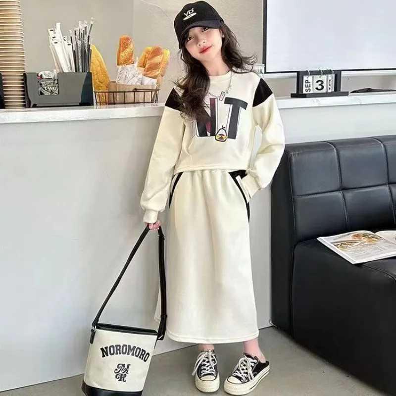 Spring and Autumn Skirt Suit Set Korean Two Piece Clothes Girl 10 To 12 Years Old Childrens Clothing Girls Kids Winter Outfit C250912