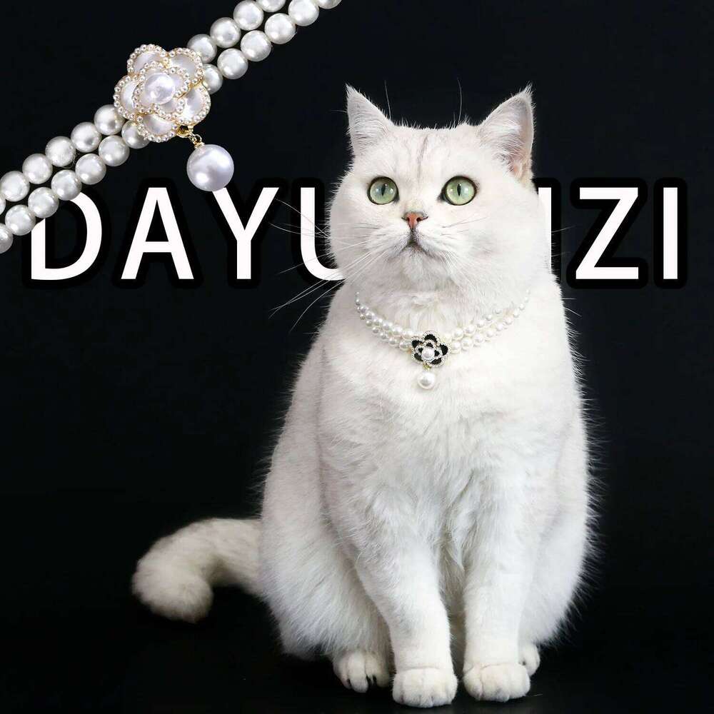 Pet Pendant Necklace designer Cat Double row Pearl Flower Collar Accessories dog Necklaces Pets Jewelry