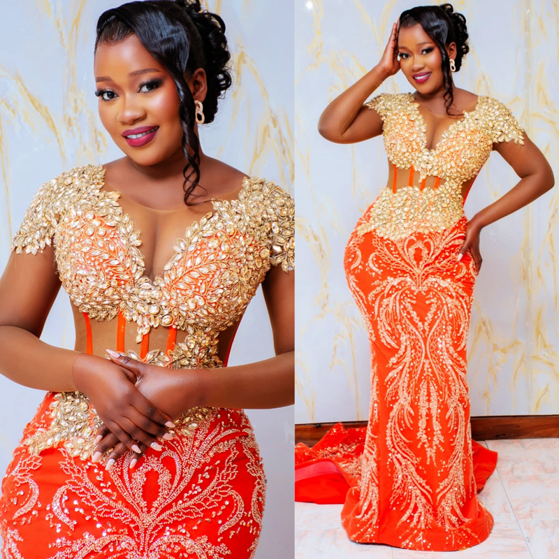 2025 Mermaid Plus Size Aso Ebi Prom Dresses For Black Women Robe De Mariee Formal Gowns Illusion Beaded Lace Sheer Neck Birthday Second Reception Gown